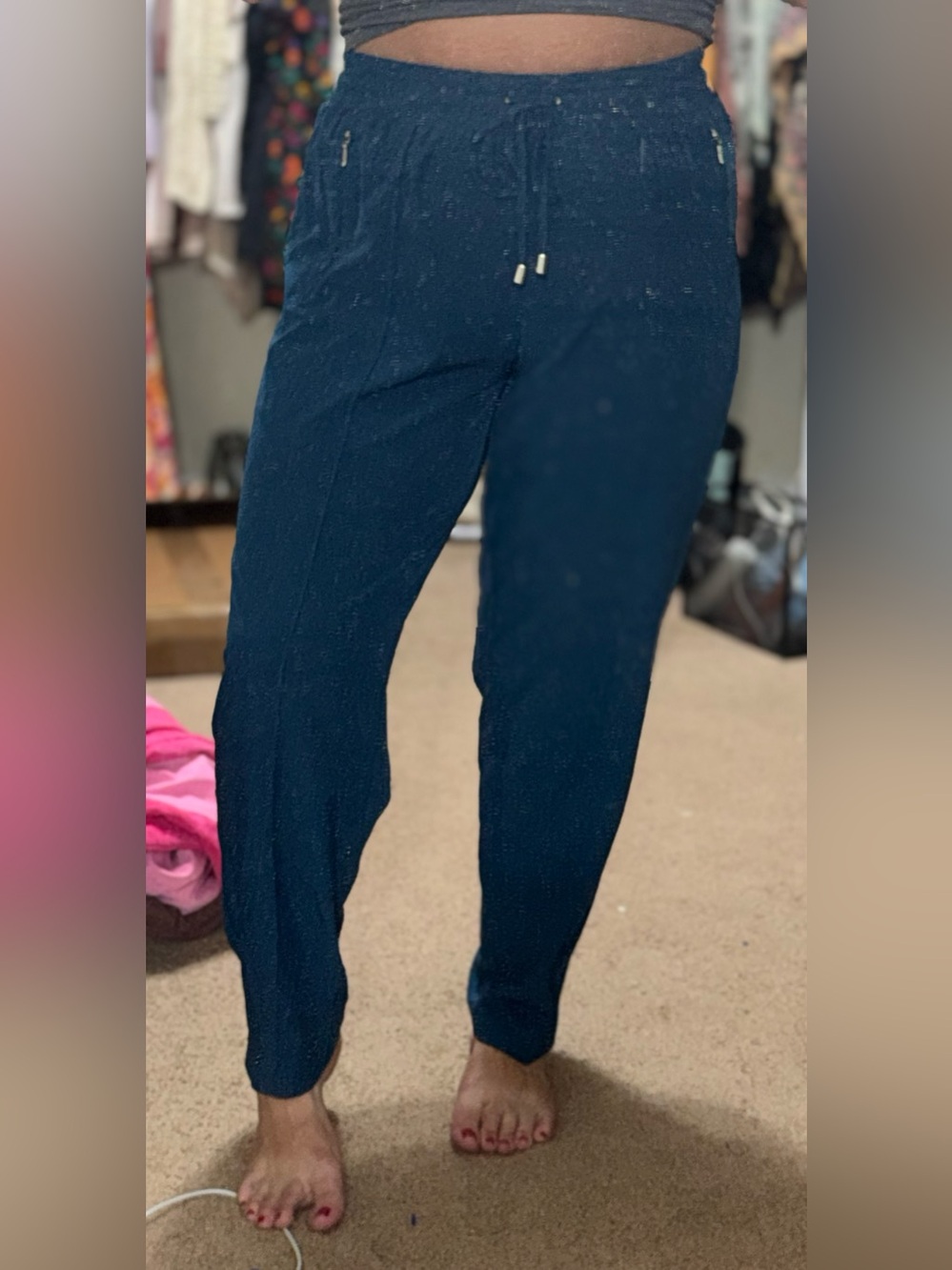 Soho Apparel Navy Drawstring Jogger Pants
